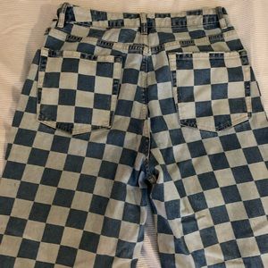 Checkered Straight Leg Jeans!